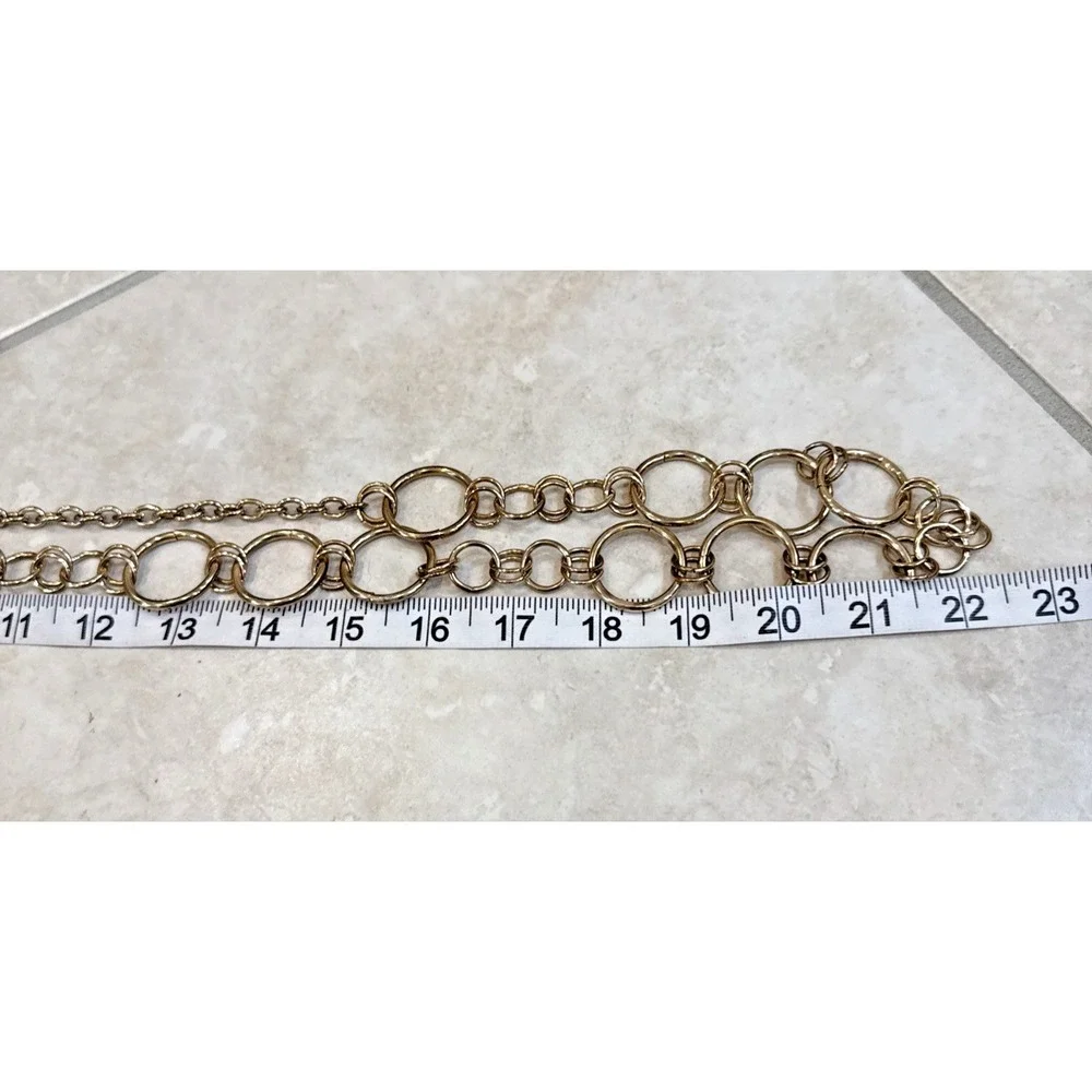 Ellen Tracy Gold Skinny Chain Belt Circle Links Adjustable O/S 44